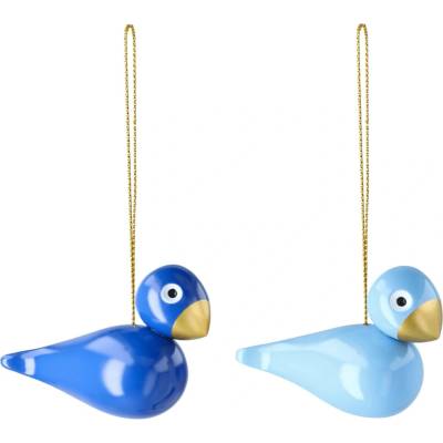Kay Bojesen Dřevěné vánoční ozdoby Birds Blue – set 2 ks, modrá barva, dřevo