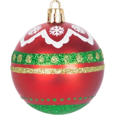 Gule MagicHome 9 ks, červeno - zelené, s dekoráciou, na vianočný stromček, 6 cm