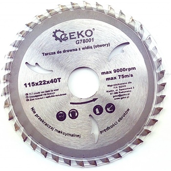 GEKO Kotouč pilový vidiový s otvory, 115x22x40T