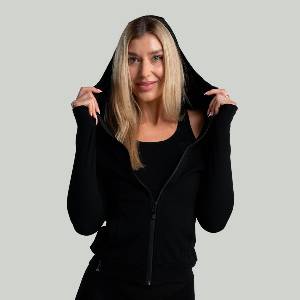 GymBeam STRIX Дамски суичър с цип MERINO I Black XS
