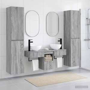 vidaXL Комплект мебели за баня 5 бр. Сив Сонома 33 x 34, 5 x 160 см (3406009)
