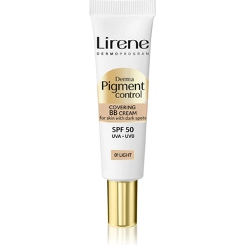 Lirene Derma Pigment Control Covering BB Cream SPF 50 озаряващ ВВ крем против пигментни петна цвят 01 Light 30ml