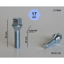Šroub na kola M12x1,25x40 kužel, klíč 17