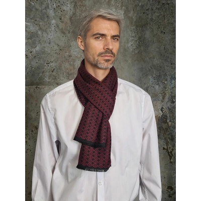 Classic Scarf bordó červená a černá s geometrickým vzorem