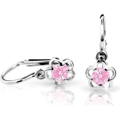 Danfil detské náušnice kvetiny C1945 z bieleho zlata pink brizura