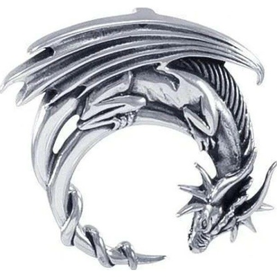Fantasy Šperky NOČNÍ DRAK stříbrný přívěsek lunula MJW118