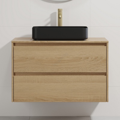 Bath Deluxe Шкаф за баня с мивка TRONDHEIM/LJORDAL 90x57x46 см дъб/черно (SETBT0154E)