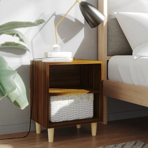 vidaXL Нощно шкафче с крака от масивно дърво, кафяв дъб, 40x30x50 см (813102)