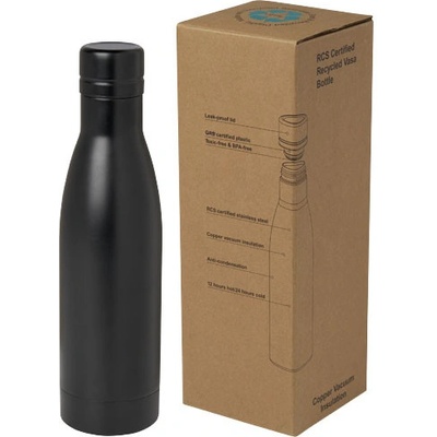 Vasa měděná vakuově izolovaná láhev z recyklované nerezové oceli Černá 500 ml