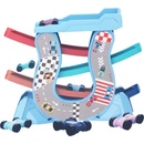 Dudlu Autodráha s rampami set 8 dílů 4 překlápěcí autíčka v krabici