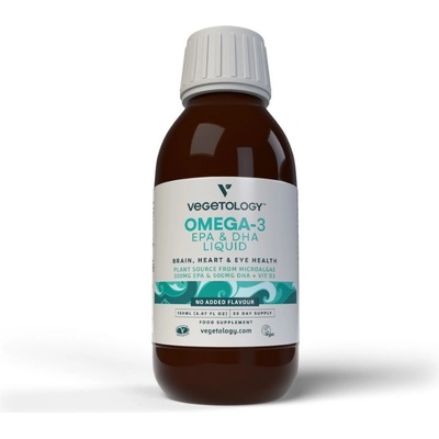 Vegetology Omega-3 EPA a DHA s vitamínem D3 tekuté 150 ml bez příchutě