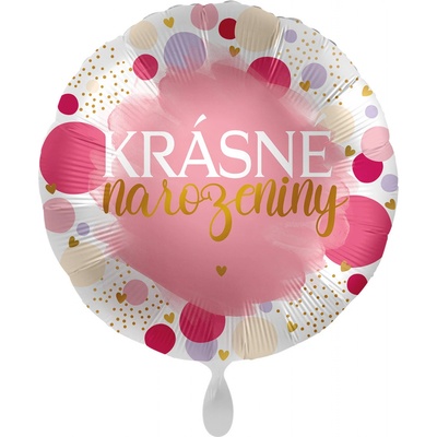 Premioloon Fóliový balón kruh růžový Krásné narozeniny