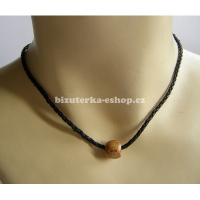bizuterka-eshop.cz koženkový s dřevěným korálkem BZ-06248