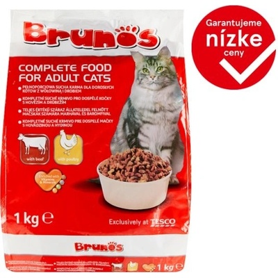 Brunos Kompletné krmivo pre dospelé mačky s hovädzinou a hydinou 1 kg