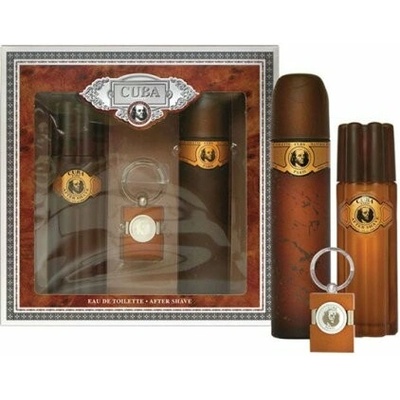 Cuba Original, Cuba Gold sada EDT v spreji 100 ml + sprej po holení 100 ml + prívesok na kľúče