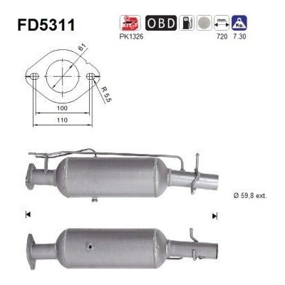 Filtr sazových částic, výfukový systém AS FD5311