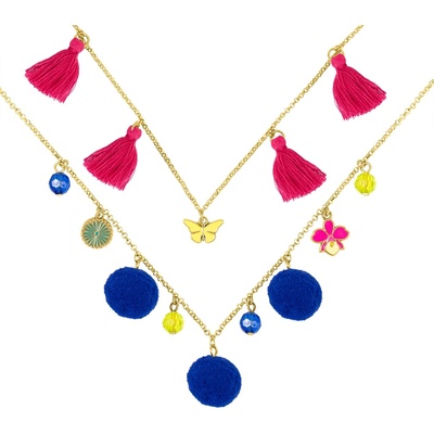 Disney Encanto Multicoloured Double Layered Pom Pom and Tassel Necklace - Multi