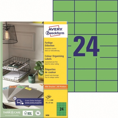 Avery Zweckform 100 listů, A4, zelené 3450