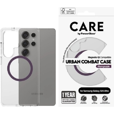 Panzer Калъф CARE - Urban Combat, Galaxy S25 Ultra, Plum Purple Qi, прозрачен (5715685016998)