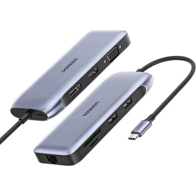 UGREEN 9-in-1 Multifunctional USB-C Hub - мултифункционален хъб за свързване на допълнителна периферия за устройства с USB-C (тъмносив)