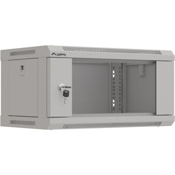 Lanberg rack cabinet 19" wall-mount 4U-540x350 (flat pack) with glass door grey (WF03-5304-10S)