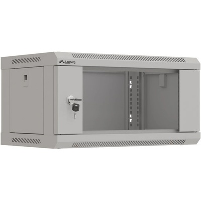 Lanberg rack cabinet 19" wall-mount 4U-540x350 (flat pack) with glass door grey (WF03-5304-10S)