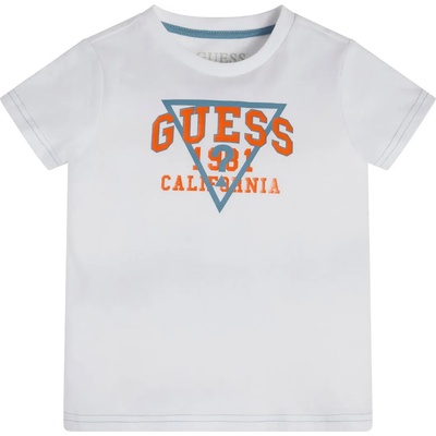 GUESS Тениска с къс ръкав за момче в бяло с надпис Guess