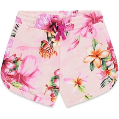 Guess Розови къси памучни панталони за момиче с цветя Guess