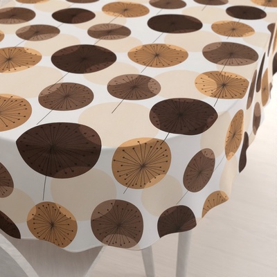 Biante bavlna oválný ubrus Sandra SA-488 Hnědo-béžové designové pampelišky 100x140cm