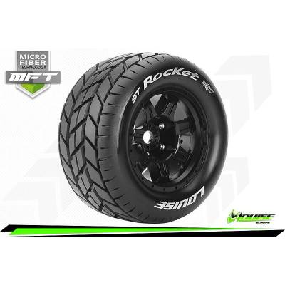 LOUISE RC Гуми Louise RC MFT ST-ROCKET 1-8 Stadium Truck Tire Set Mounted Sport Black 3.8 Bead Style Wheels 1/2 Offset Hex 17mm LOUT3324BH (LOUT3324BH)