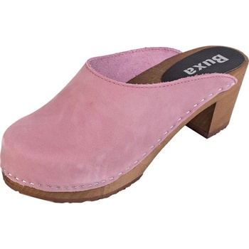 Dreváky OS12 na podpätku ružová brúsená koža