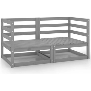 vidaXL Градински ъглови дивани, 2 бр, сиви, бор масив (805677)
