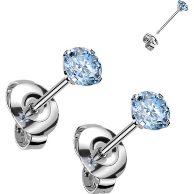 Steel Edge Titánové náušnice kôstky so zirkónmi SET23ER01-AQ 3mm