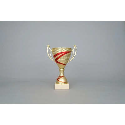 Zlatočervený sportovní pohár s uchy 20 32 cm 32 cm