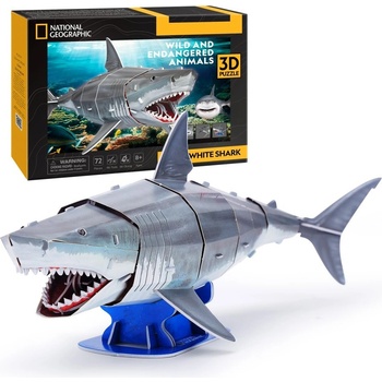 CubicFun 3D пъзел Cubic Fun от 72 части - Голяма бяла акула (DS1098h)
