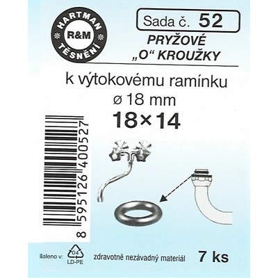 HARTMAN pryžové "O" kroužky k výtokovému ramínku 18mm, sada č.52