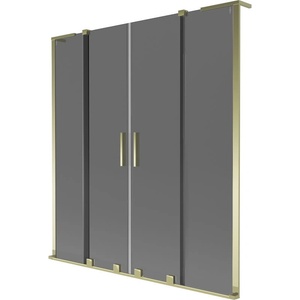 Mexen Velar L Duo преграда за вана 2-крилна плъзгаща, 140 x 150 см, графит, злато - 896-140-003-42-50 (896-140-003-42-50)