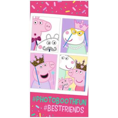 Halantex Bavlněná plážová osuška Prasátko Peppa ve fotokabince 70 x 140 cm