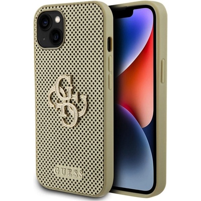 GUESS Калъф GUESS, PU Perforated 4G Glitter Metal Logo за iPhone 15, GUHCP15SPSP4LGD, Златист (GUHCP15SPSP4LGD)