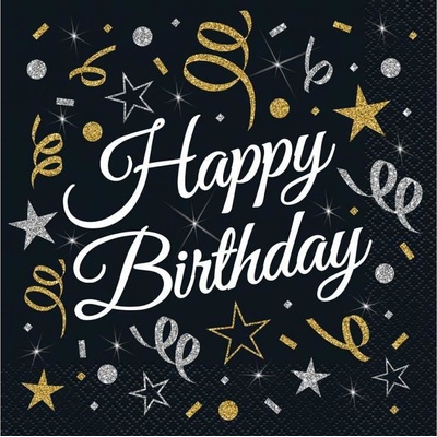 B&C Happy Birthday obrúsky certifikované FSC 33x33cm 20 ks