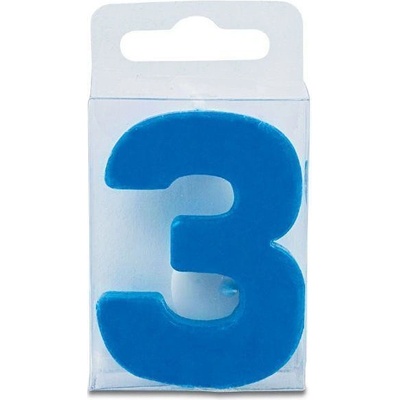 Stadter Svíčka ve tvaru číslice 3 mini modrá