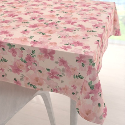 Biante Sametový čtvercový ubrus Tamara TMR-039 Růžovo-fialové akvarelové květy na světle lososovém 80x80cm