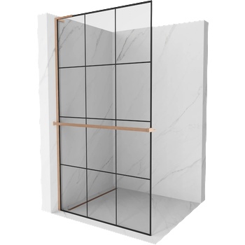 Mexen Kioto+ L душ параван с рафт Walk-in 100 x 200 см, черна решетка, матова мед - 800-100-123-65-77 (800-100-123-65-77)