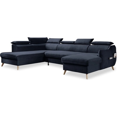 Miuform Тъмносин кадифен U-образен ъглов диван (ляв ъгъл) Sweet Harmony - Miuform (839MO242)