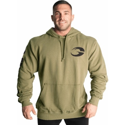 Gasp DISTRESSED HOOD WASHED GREEN mikina s kapucňou vypraná zelená