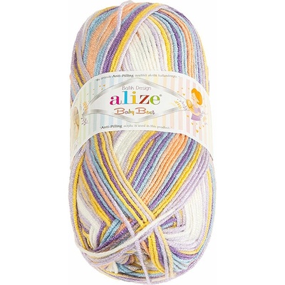 BELLATEX Baby Best Batik 100 g - 8104 biela, žltá, fialová, modrá