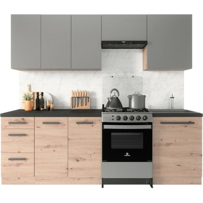 GALA Kuchyňská sestava LANGEN 2,4 m dub artisan/šedá