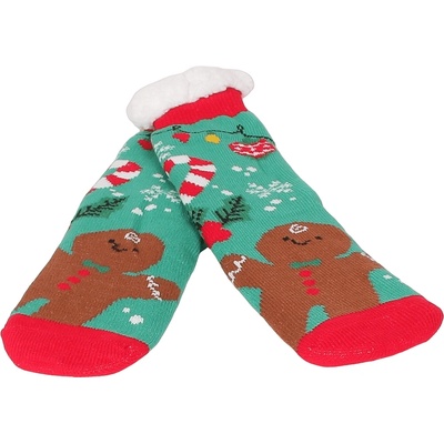 Мъжки коледни чорапи в зелено с курабиено човече