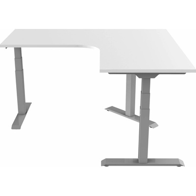 Delso Rohový výškovo nastaviteľný stôl Shaper 130 x 160 cm ľavý, biela / sivá