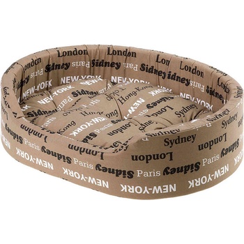 Ferplast Dandy Cush - Памучно овално легло за кучета и котки с подвижна възглавница, 55 х 41 х 15 см. - кафяво